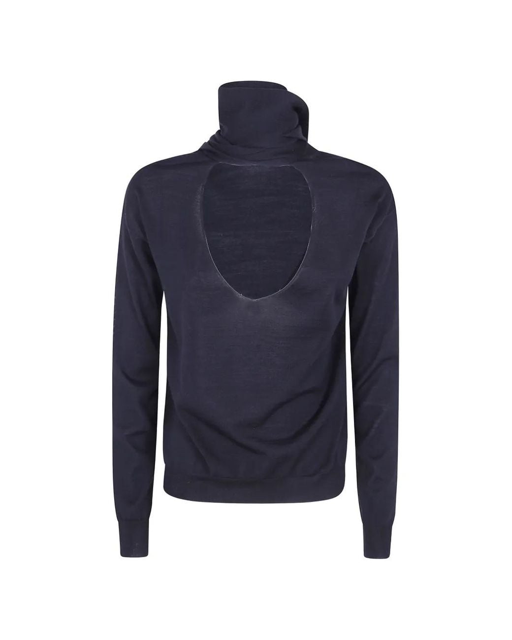 Nuur Blue Cut-Out Scarf-Detail Sweater