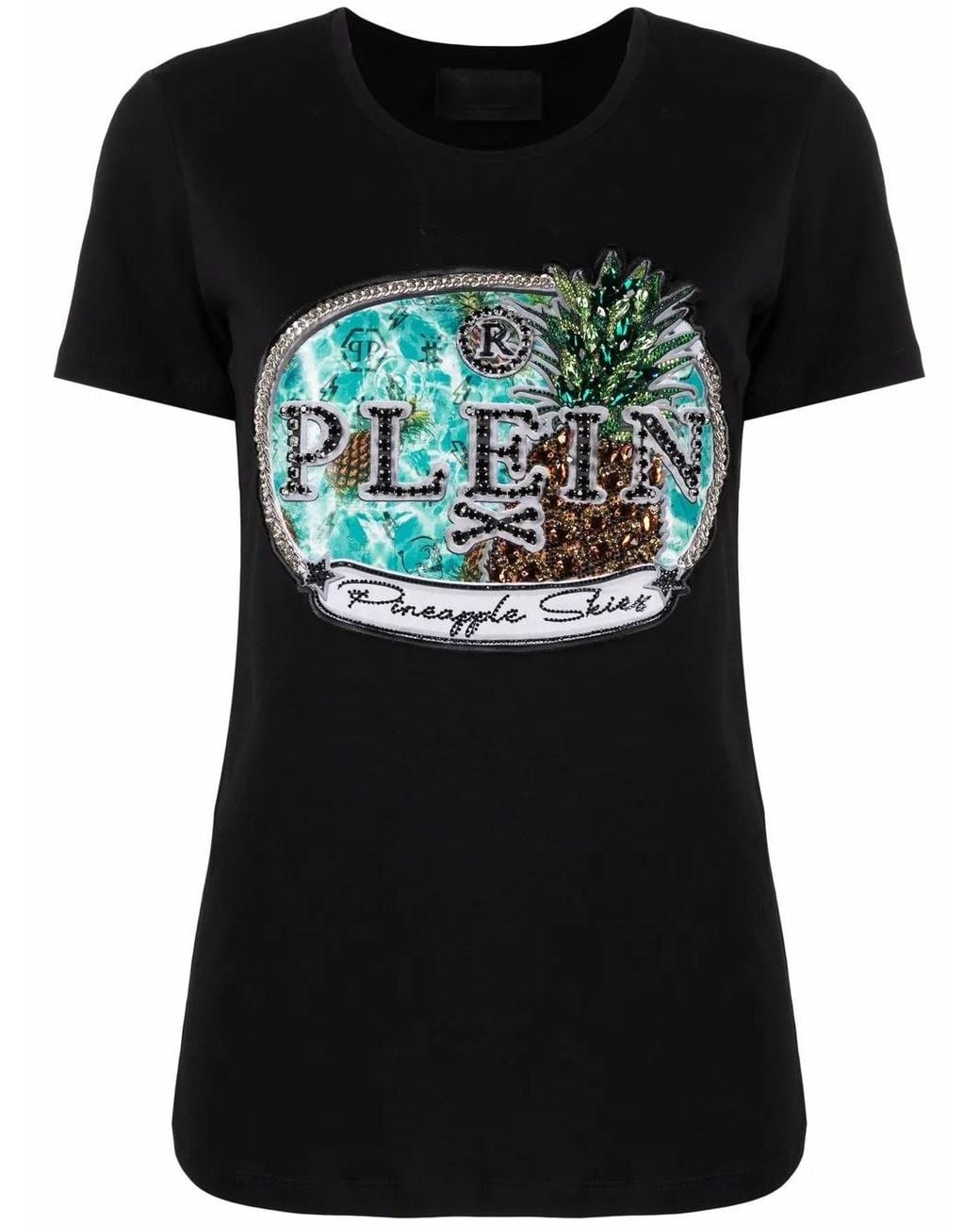 Philipp Plein Black Crystal-Embellished Short-Sleeve T-Shirt