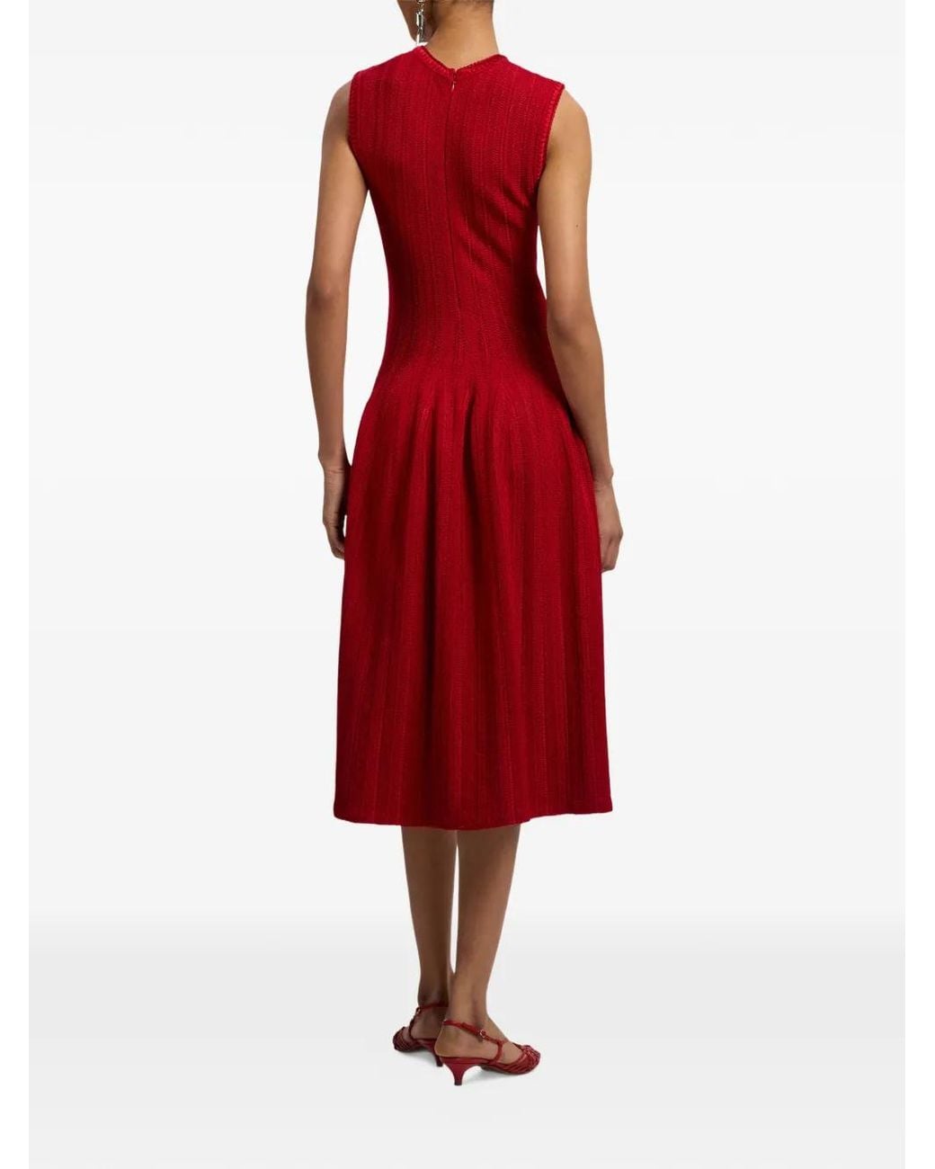 Ralph Lauren Red Jeena Knitted Midi Dress