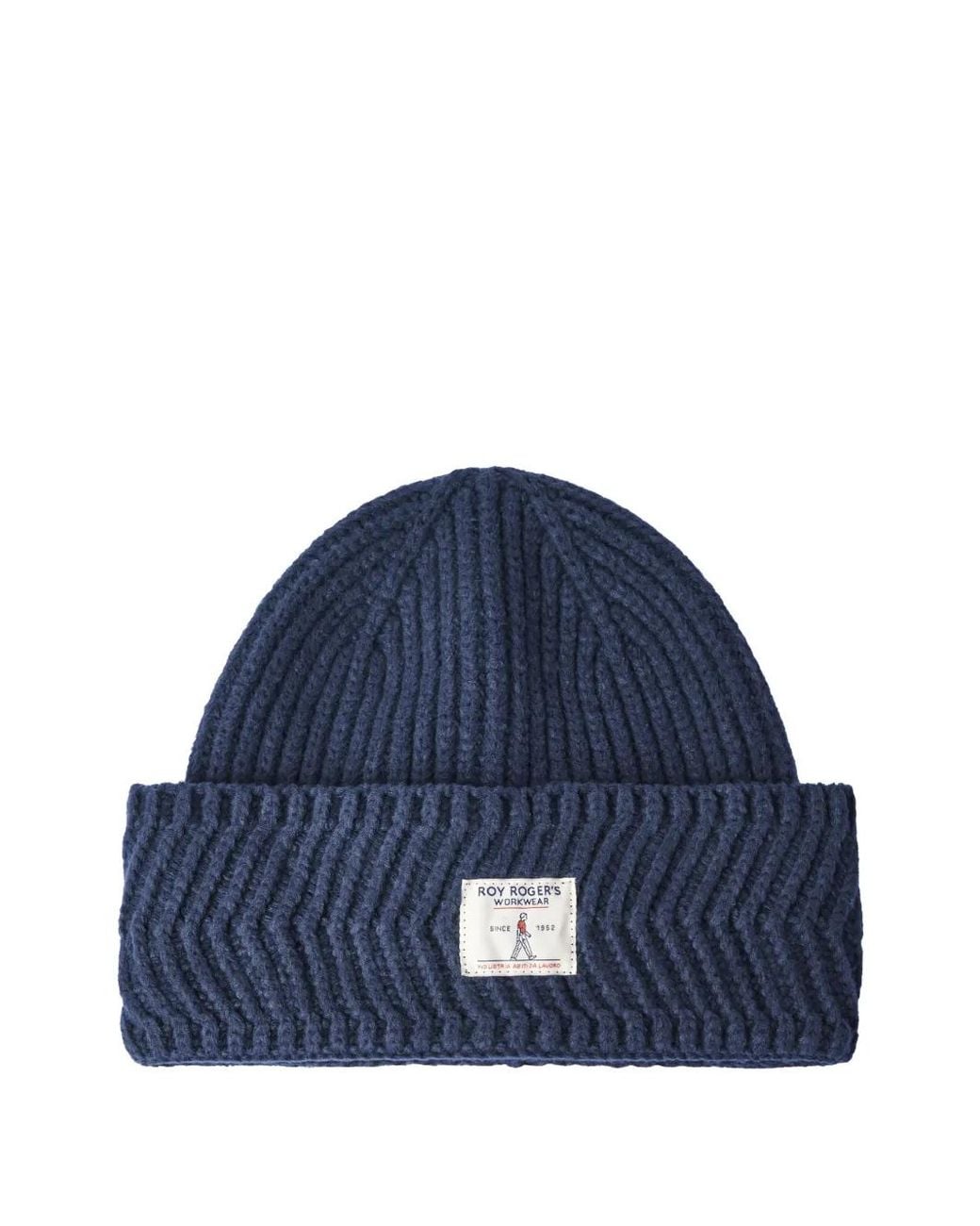 Roy Rogers Blue Logo-Patch Beanie Hat for men