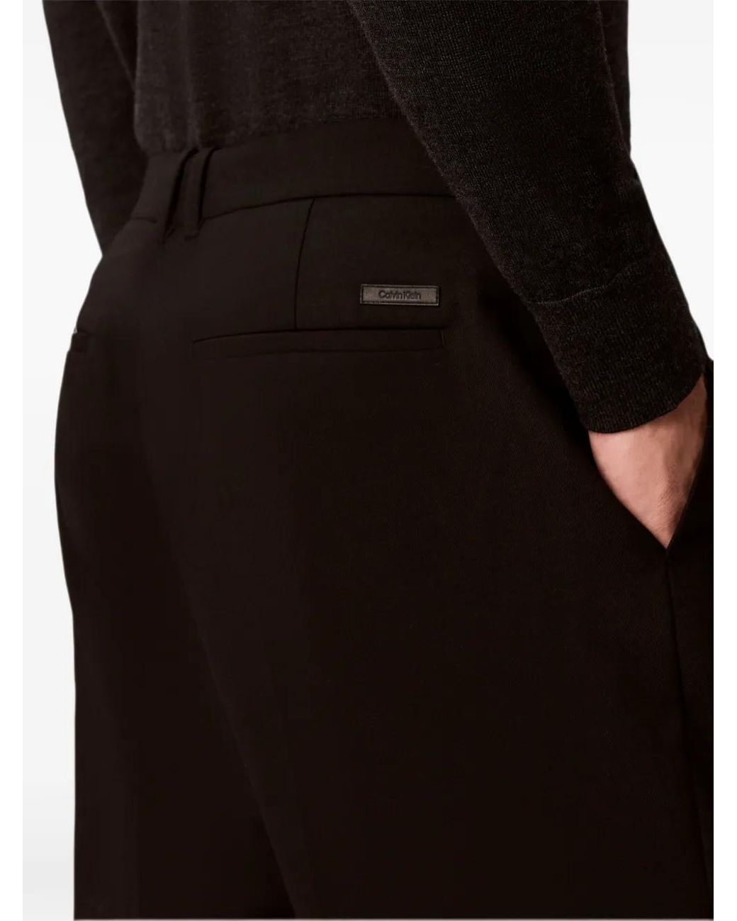 Calvin Klein Black Regular Tapered Trousers for men