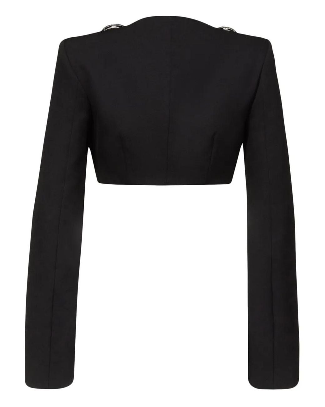 Area Black Cropped Embellished Wool-Twill Blazer