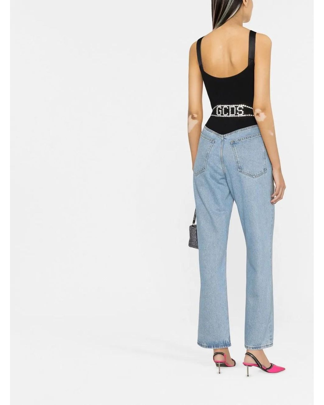 Gcds Blue High-Waist Straight Jeans