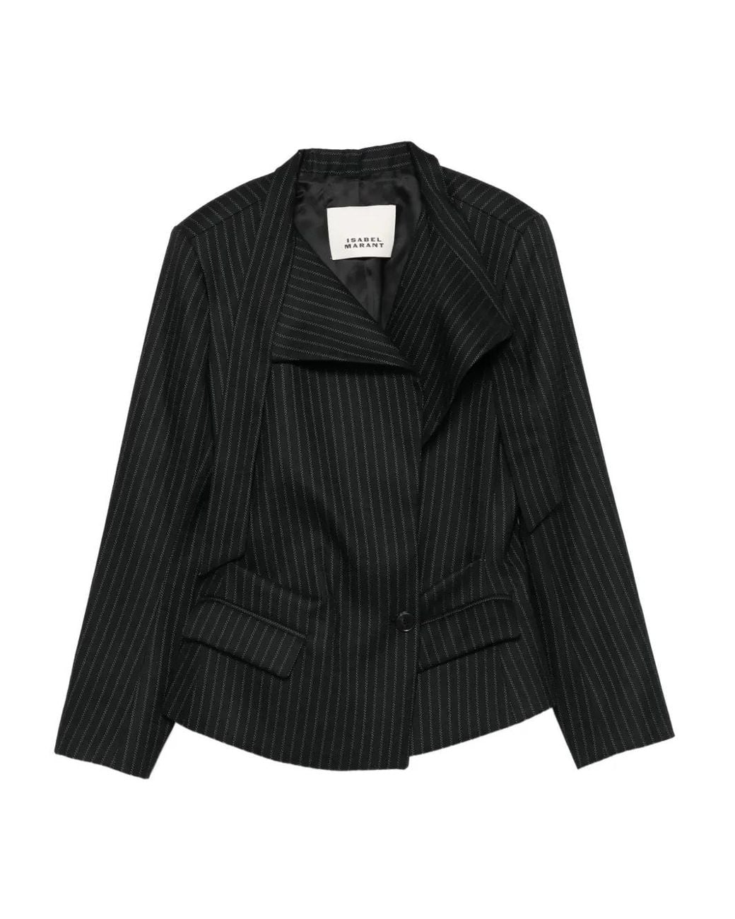 Isabel Marant Black Pinstripe Wrap Blazer