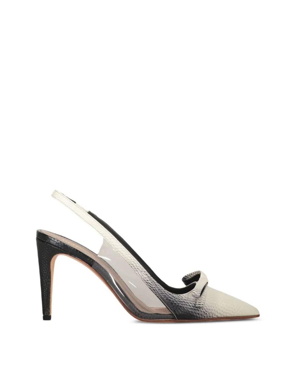 Red(v) White Bow-Detail Slingback Pumps