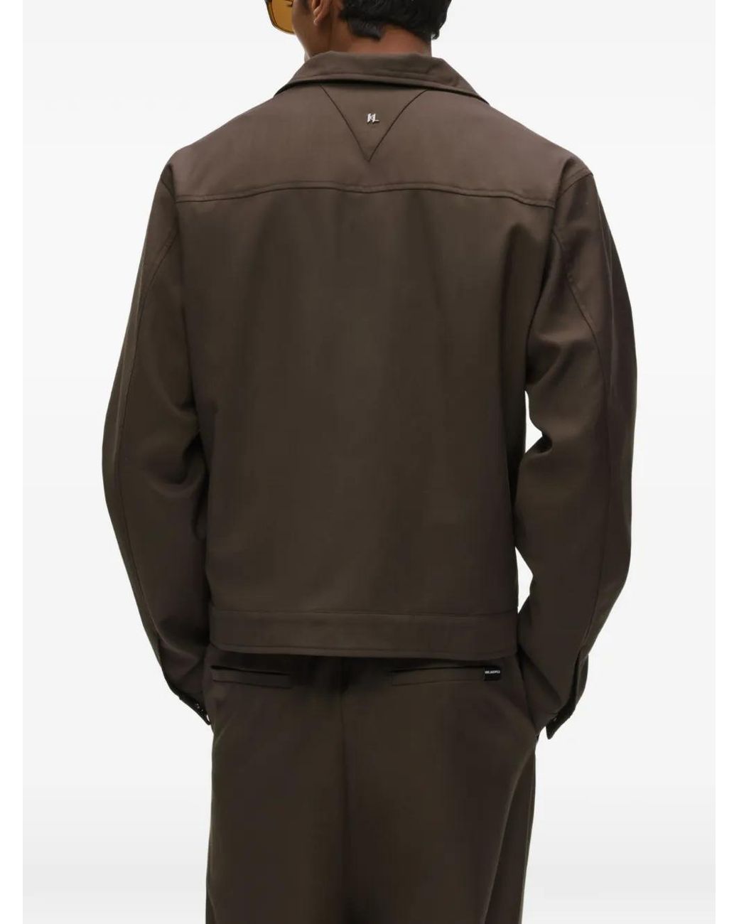 Karl Lagerfeld Brown Logo-Plaque Lightweight Jacket for men