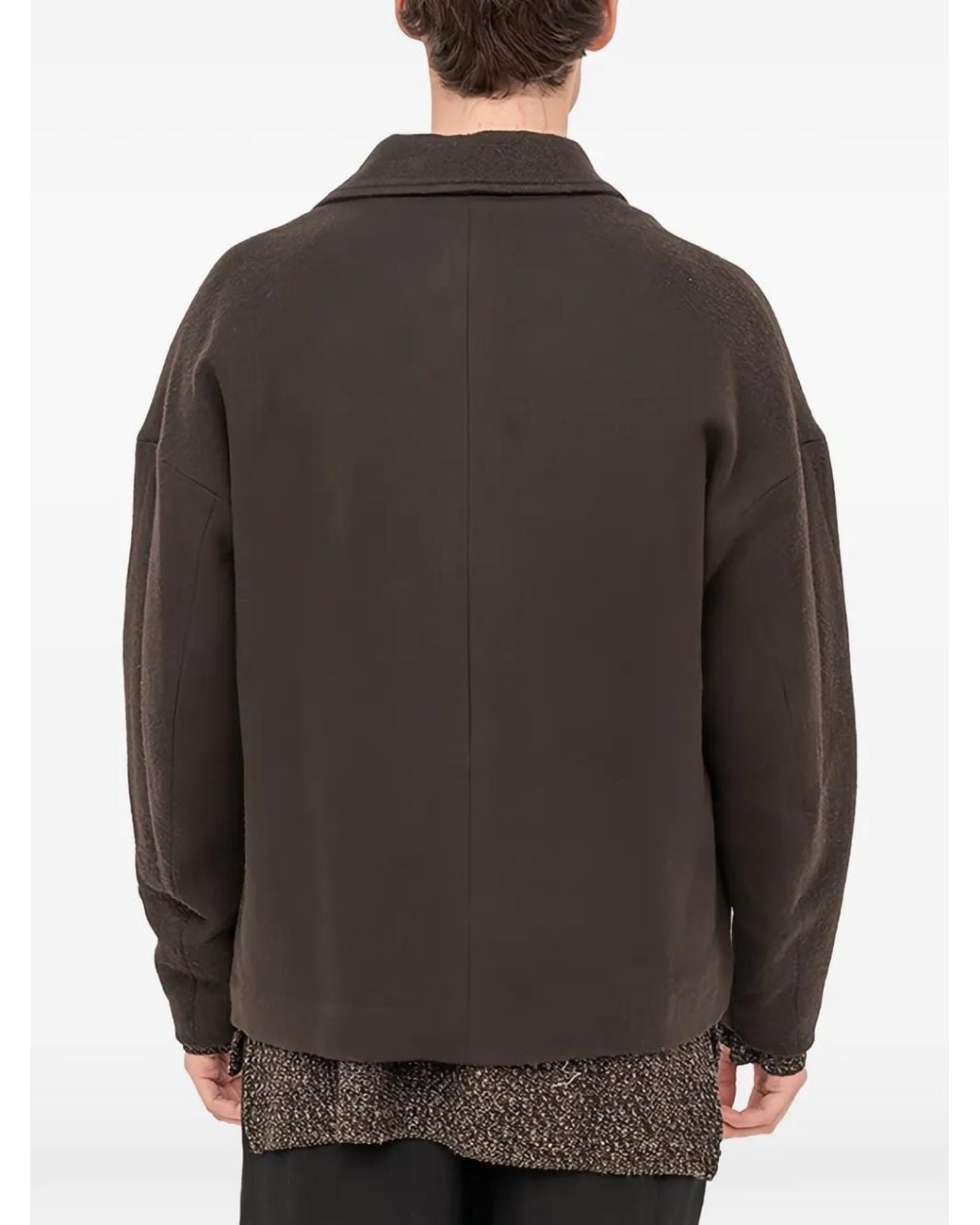 DEVOA Gray Single-Breasted Peacoat for men