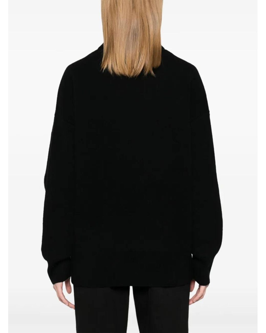 Totême  Black Double-Knit Turtleneck Sweater