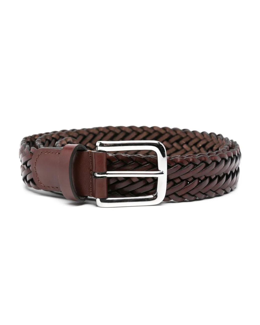 Andersons Brown Woven Leather Belt for men