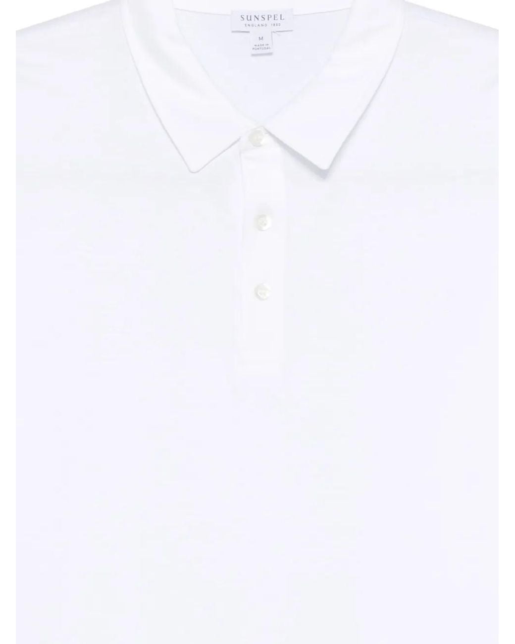 Sunspel White Buttoned Polo Shirt for men