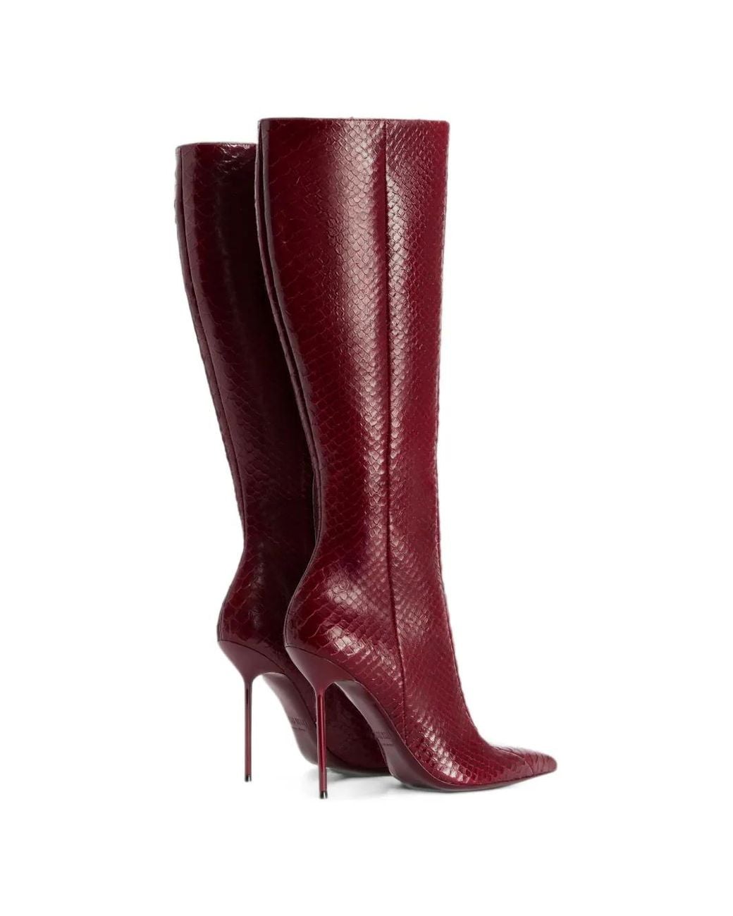 Paris Texas Red Lidia Python-Effect Calfskin Boots