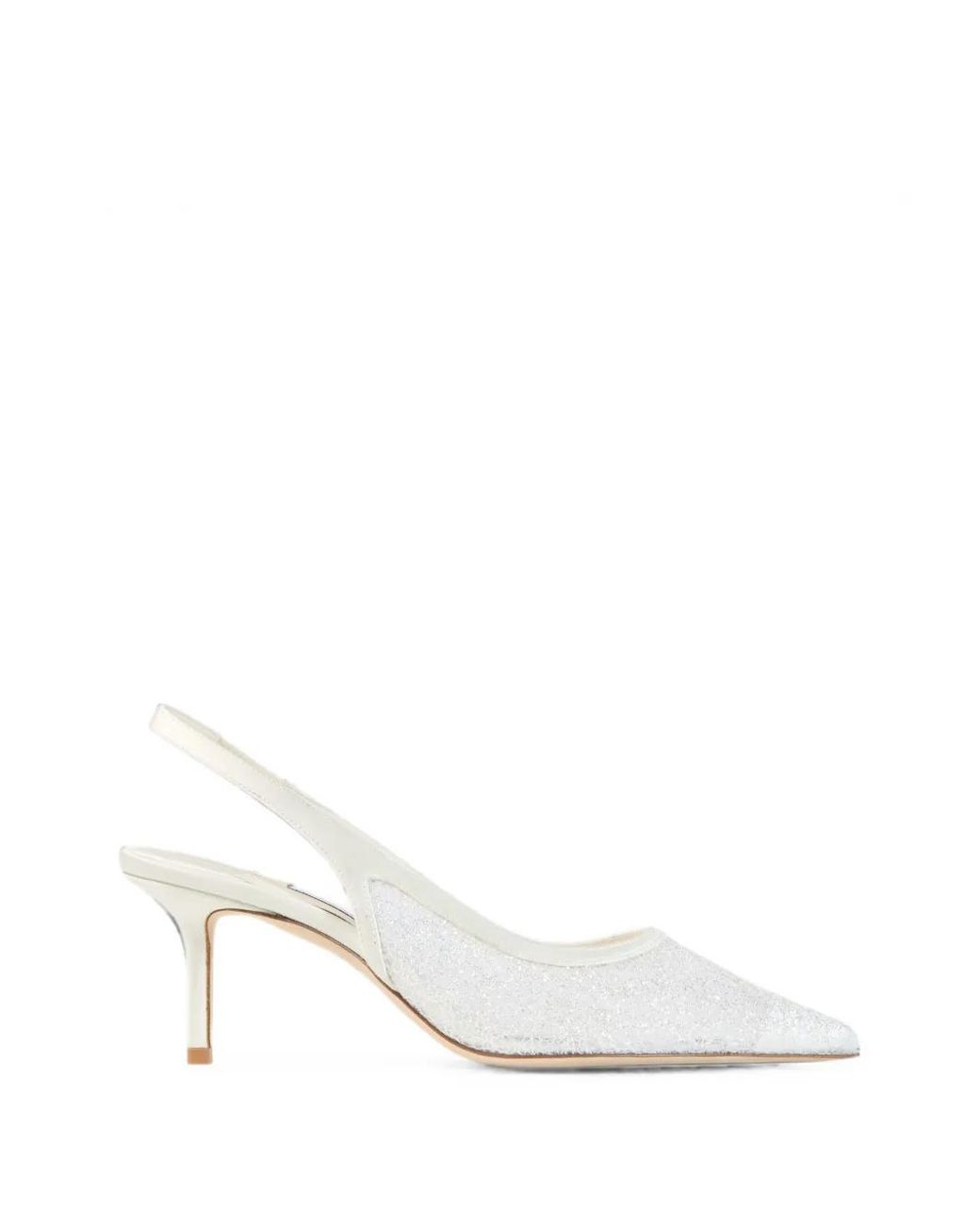 Jimmy Choo White Love Sling Back 65 Ivory Candyfloss Glitter Slingbacks Pumps