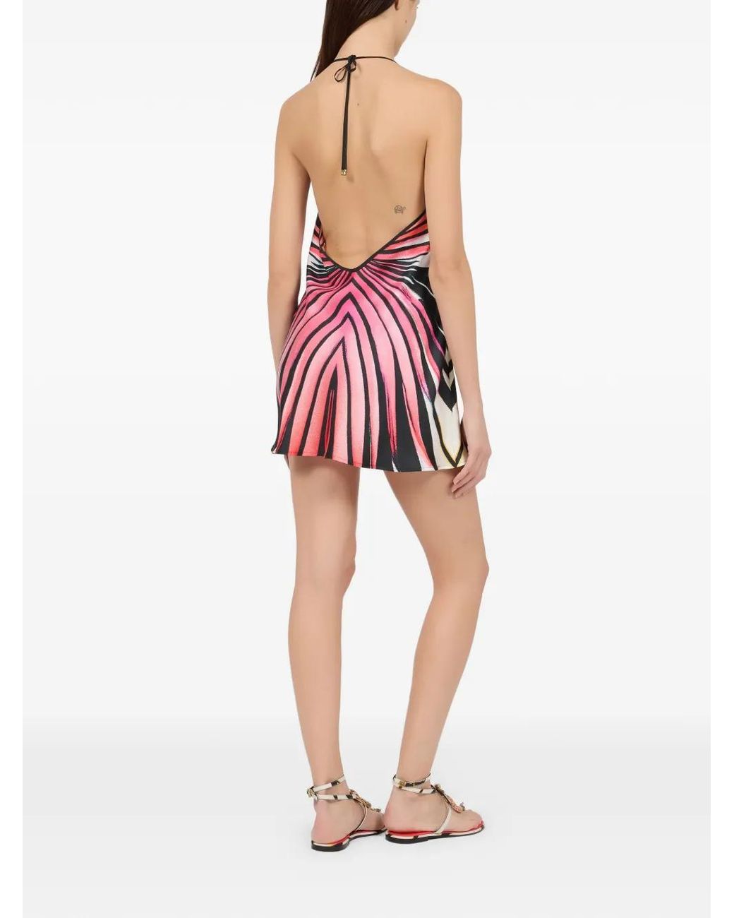 Roberto Cavalli White Ray Of Paradise Halterneck Mini Dress