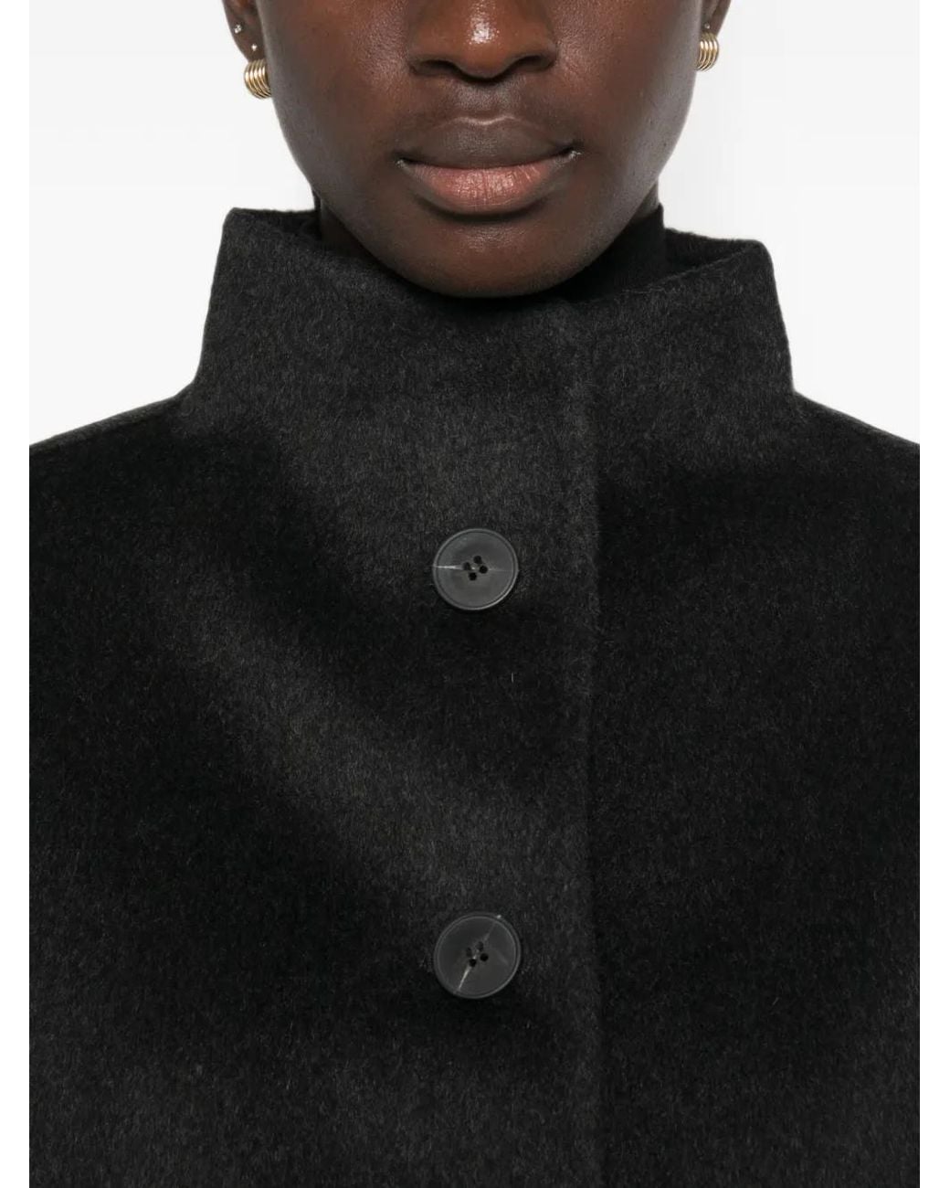 The Dynamis Studio Black High-Neck Patch-Pocket Coat