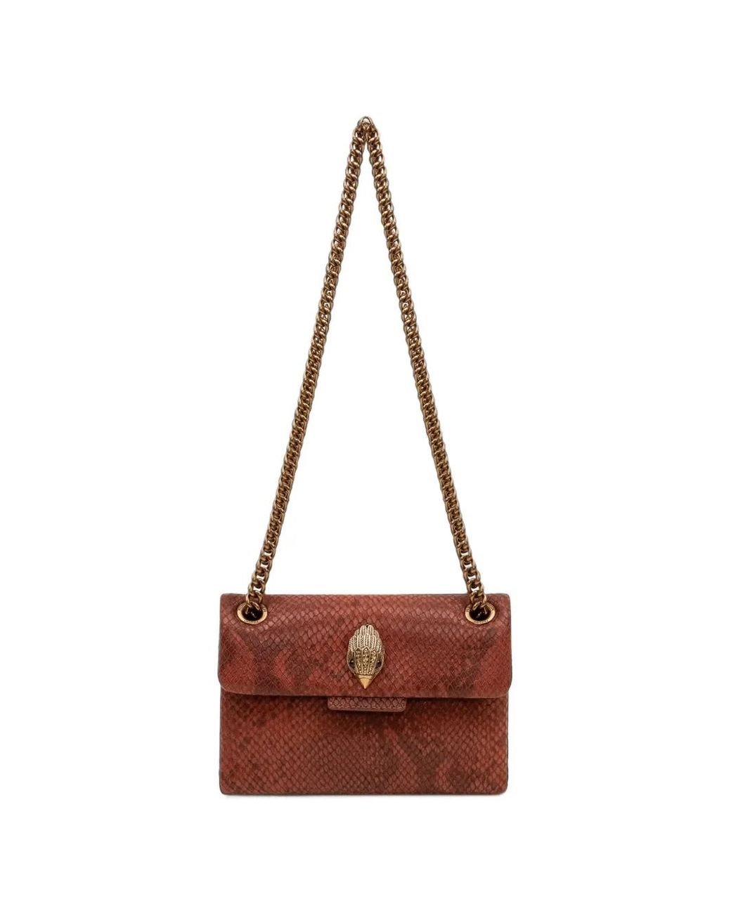 Kurt Geiger Brown Mini Kensington Snakeskin-Effect Shoulder Bag