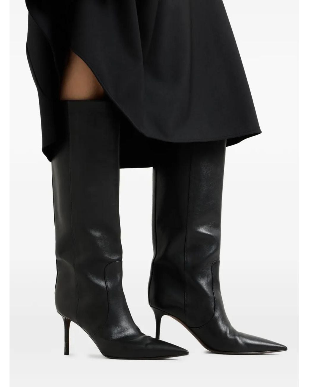 Brunello Cucinelli Black Riding Leather Boots With Monili