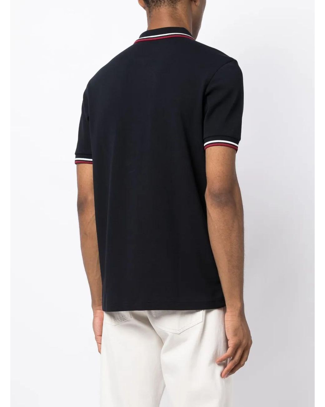 Fred Perry Blue Contrast-Trim Cotton Polo Shirt for men