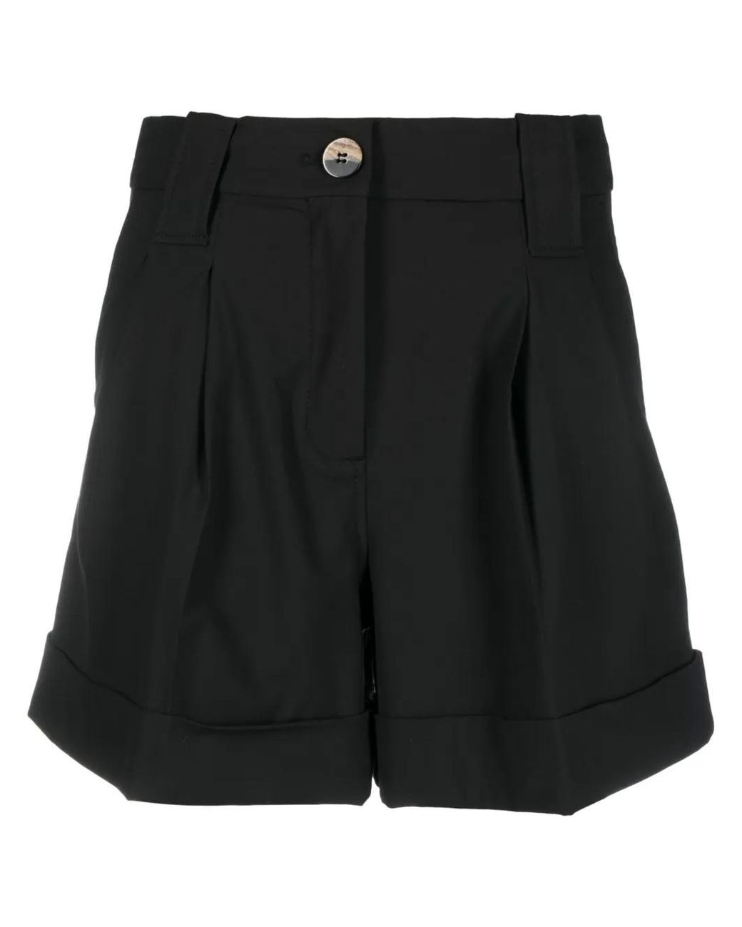 Ganni Black Drapey High-Waisted Shorts
