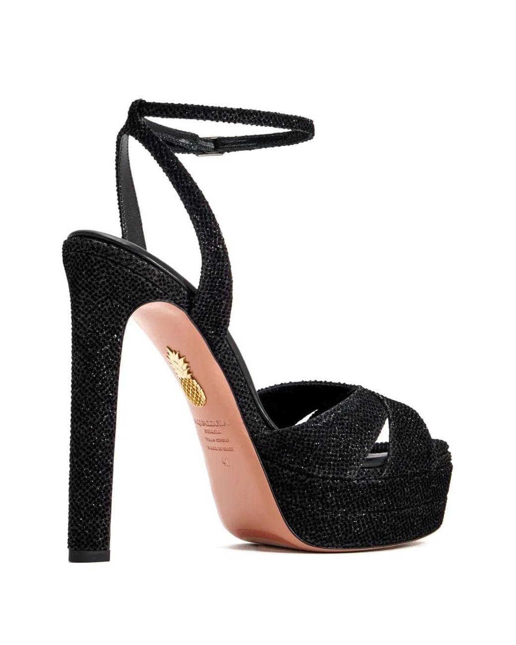 Aquazzura Black 130Mm Glitter-Embellishment Sandals