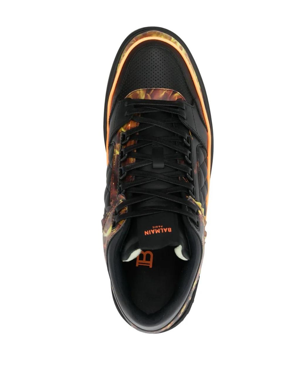 Balmain Multicolor B-Court Flame-Print Leather Sneakers for men