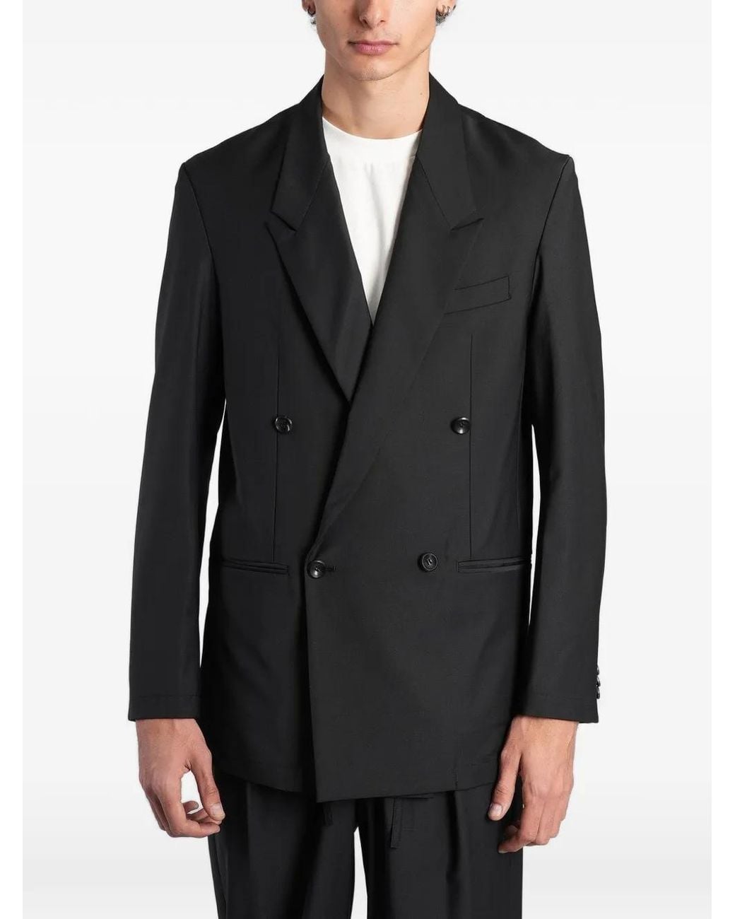 Attachment Black Double-Breasted Suit Jacket for men
