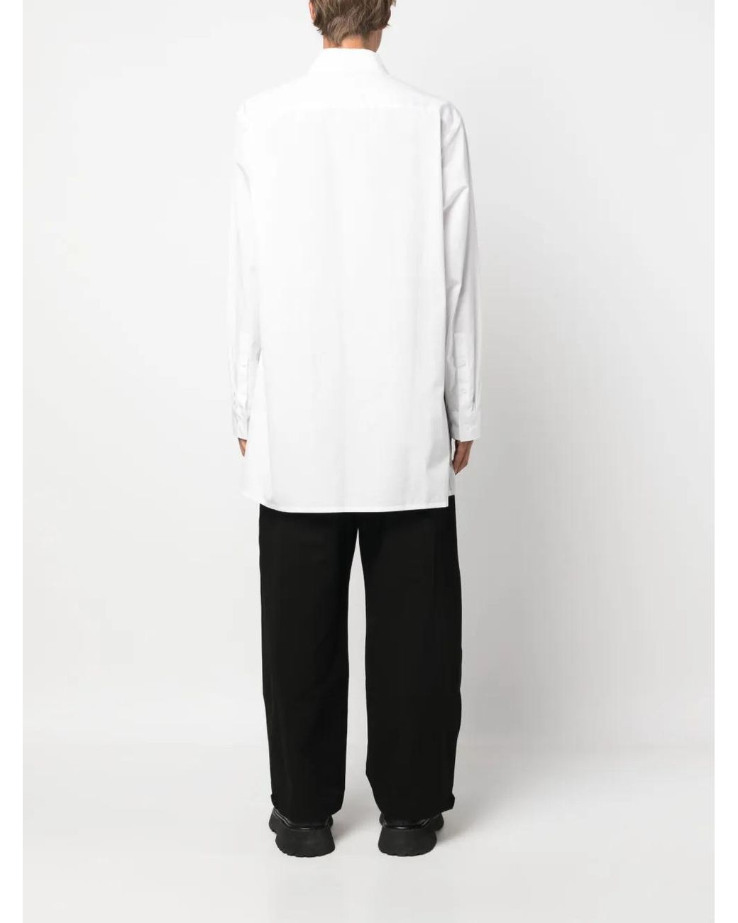Yohji Yamamoto White Long-Sleeve Cotton Shirt for men