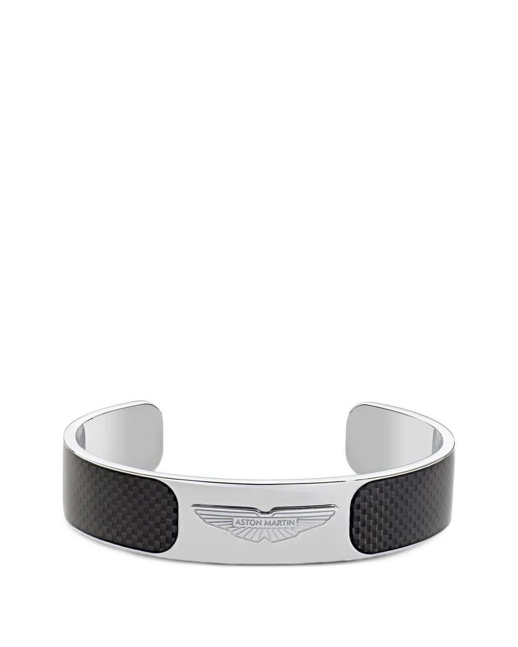 Aston Martin White Carbon-Fibre Logo-Plaque Bangle for men