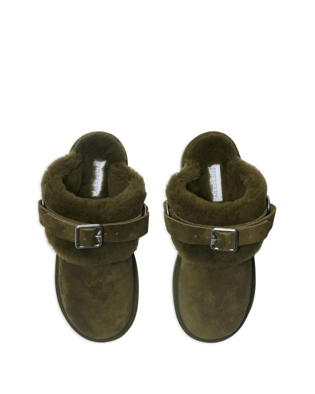 Burberry Green Chubby Calf Suede Slippers