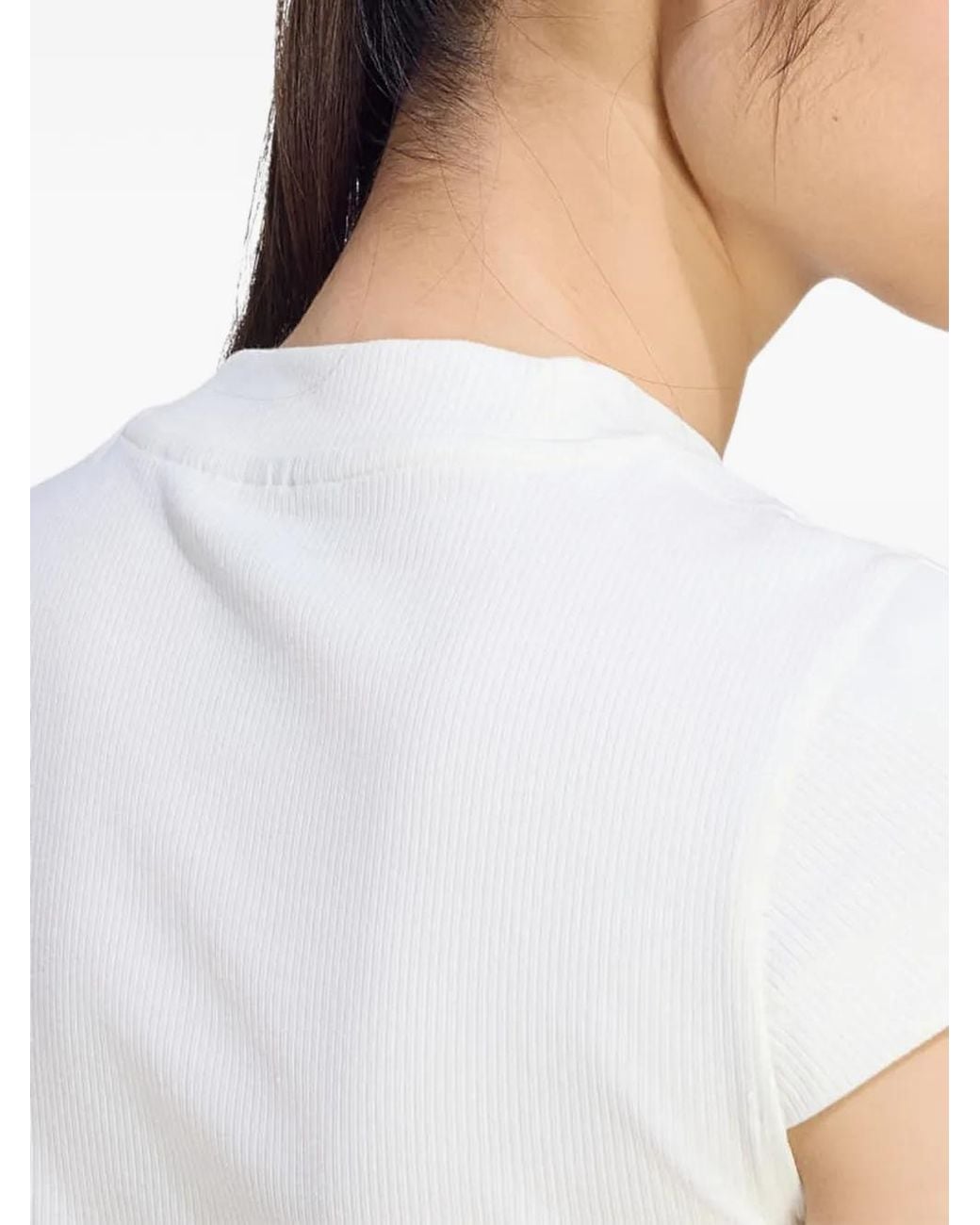 Adidas White Kit Small-Logo Rib T-Shirt