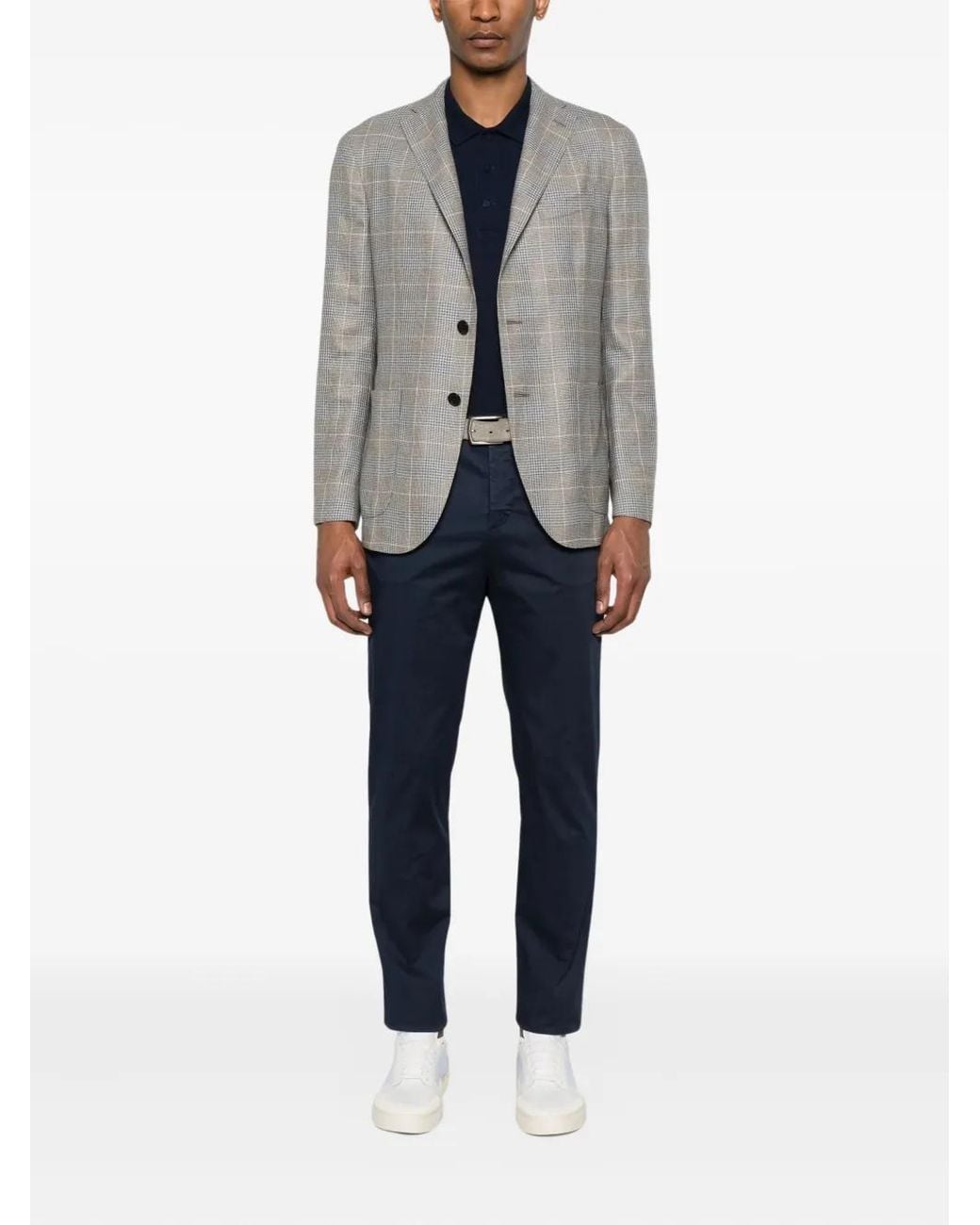 Kiton Blue Logo-Patch Chinos for men