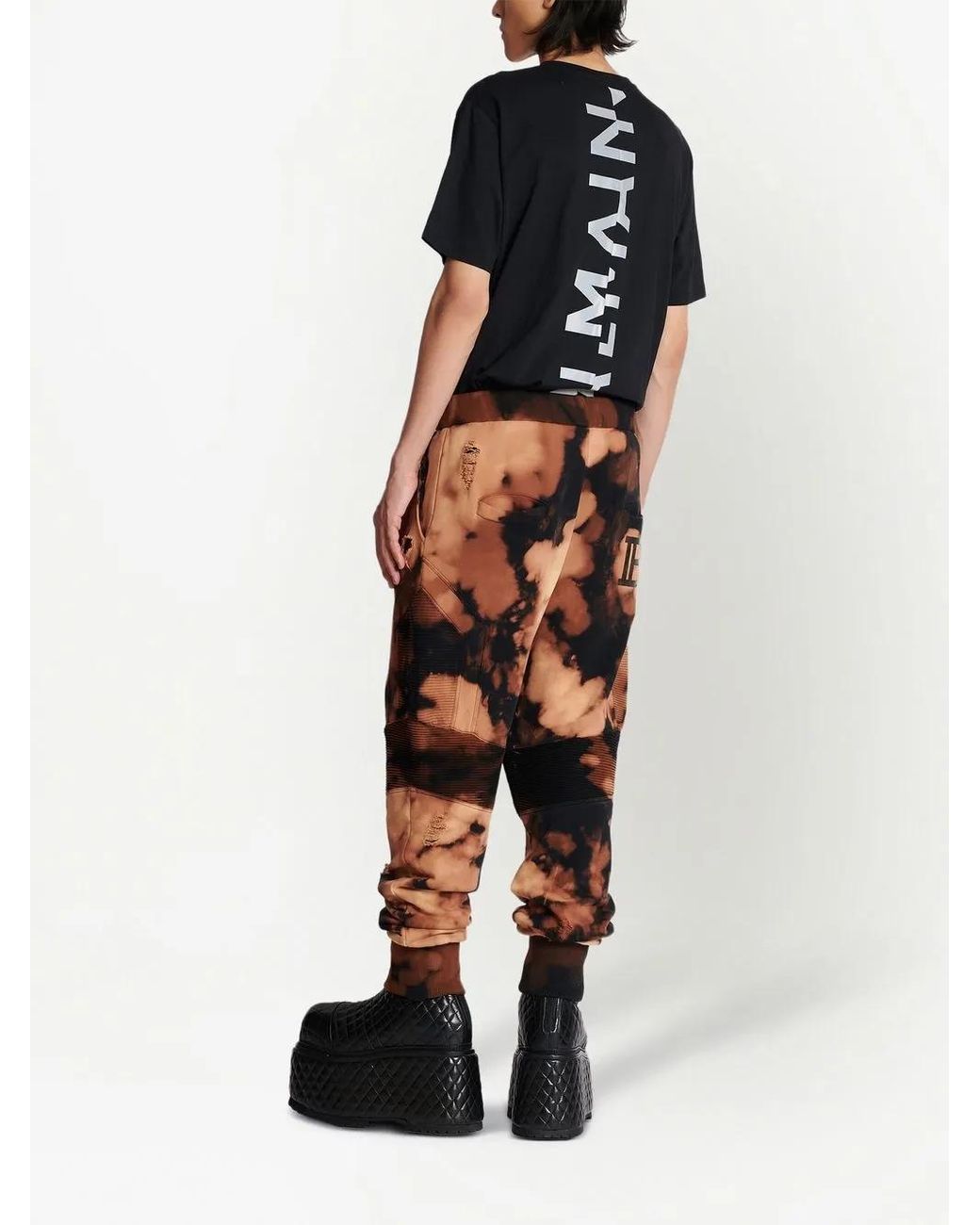 Balmain Orange Tie-Dye Print Track Pants for men