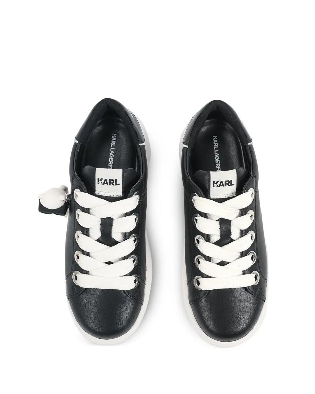 Karl Lagerfeld White Dog-Charm Lace-Up Sneakers
