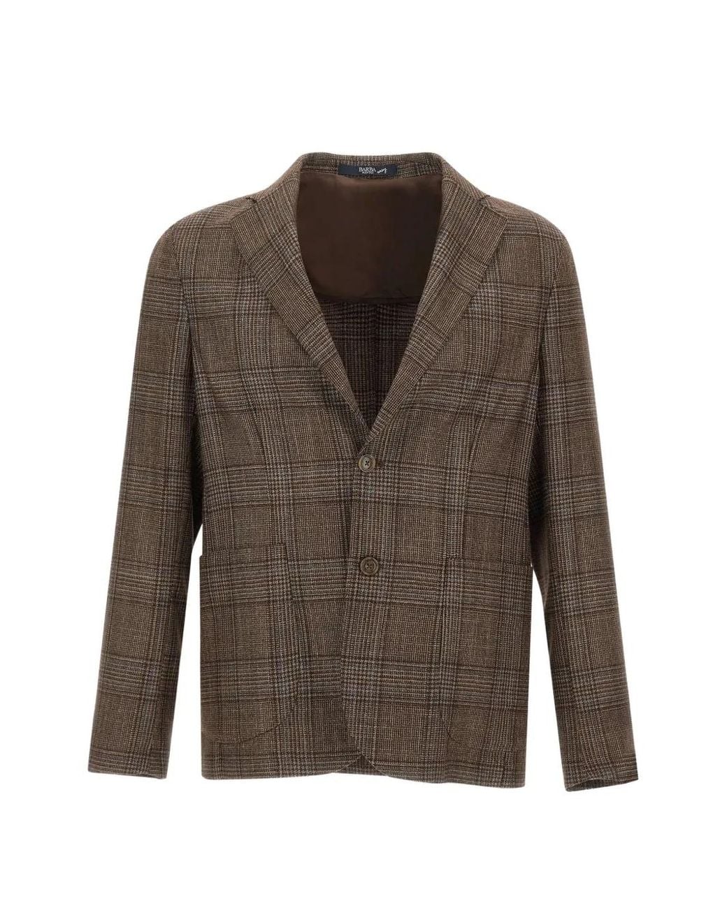 Barba Napoli Brown Prince Of Wales Single-Breasted Blazer for men