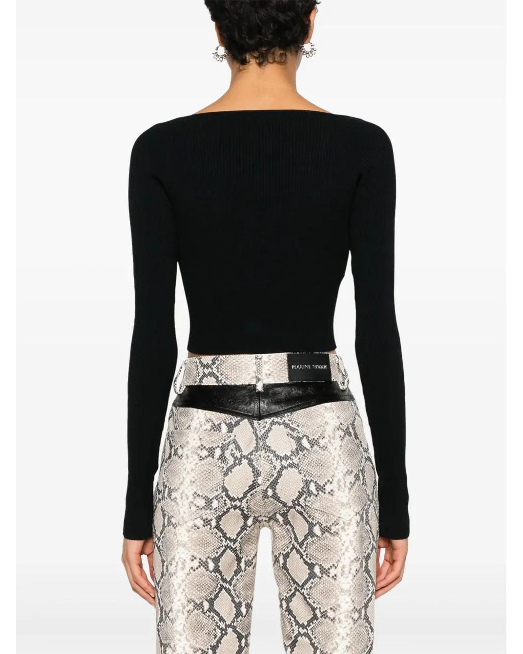 Moschino Black Ribbed-Knit Top
