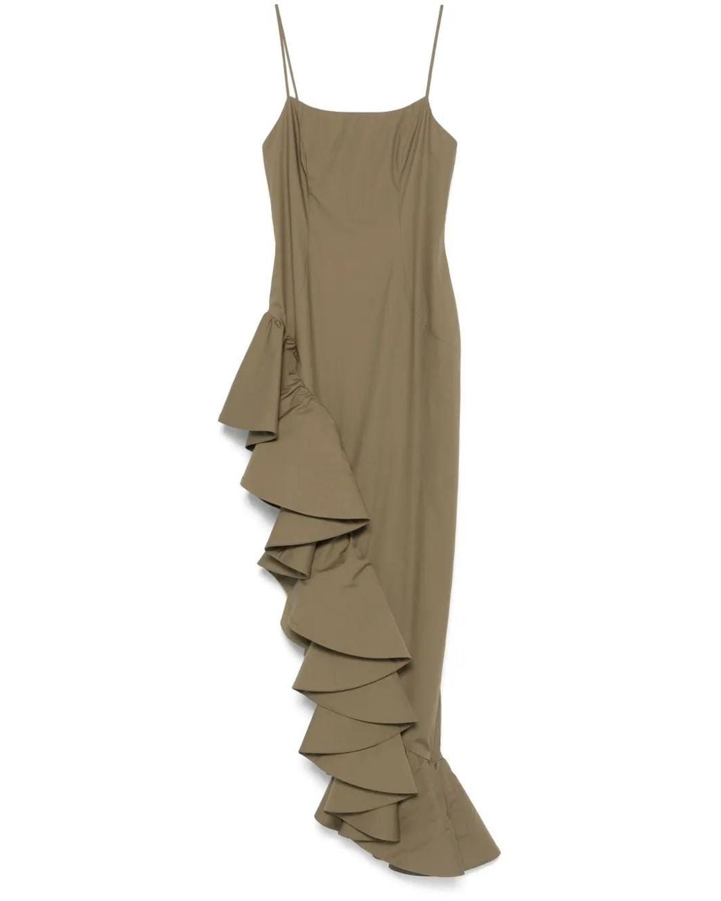 GIUSEPPE DI MORABITO Green Ruffle-Detail Maxi Dress