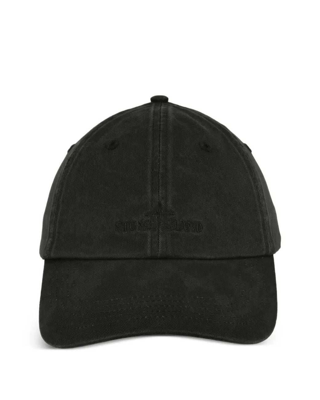 Stone Island Black Baseball Cap With Embroidered Logo for men