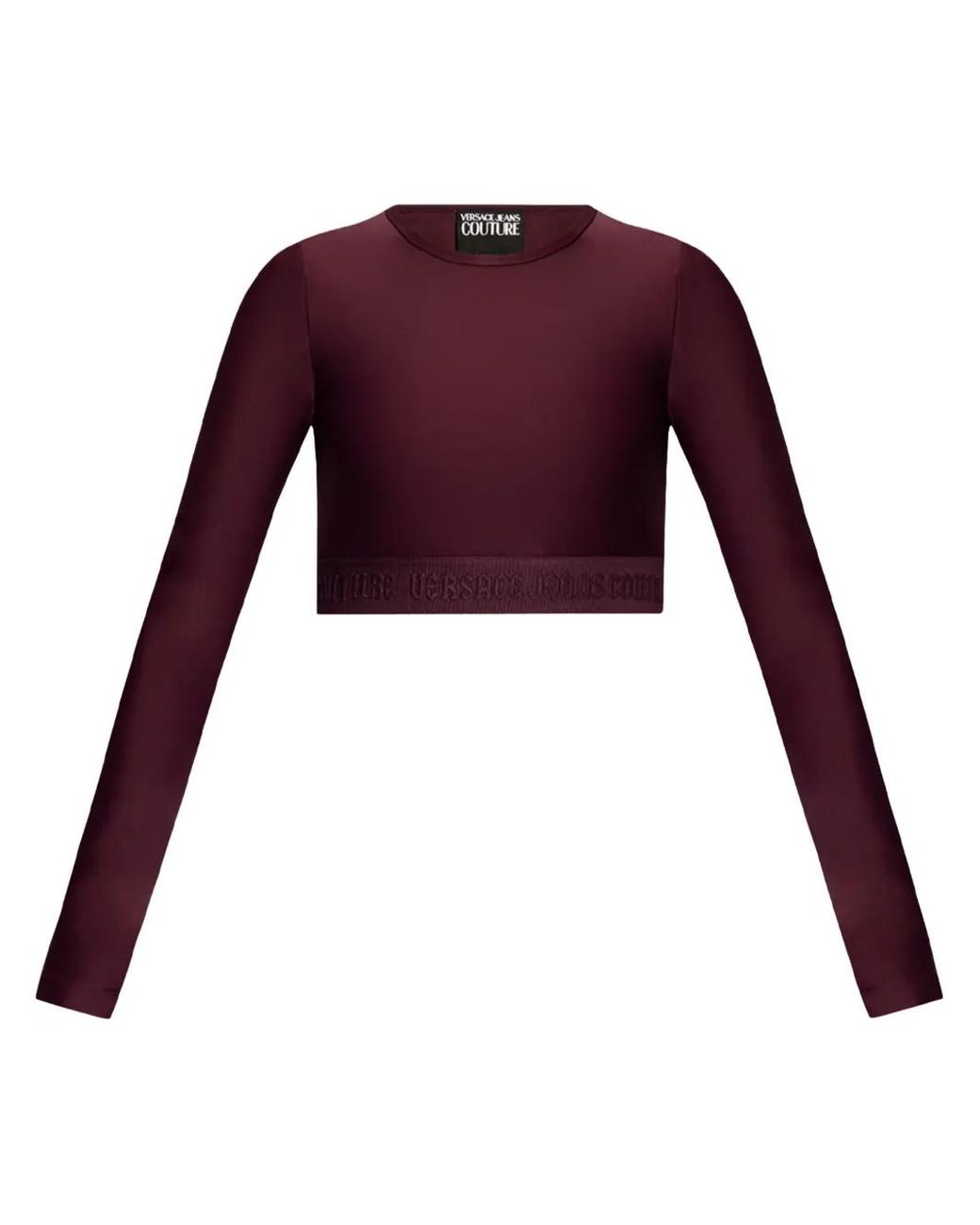 Versace Jeans Couture Purple Logo-Hem Cropped Top