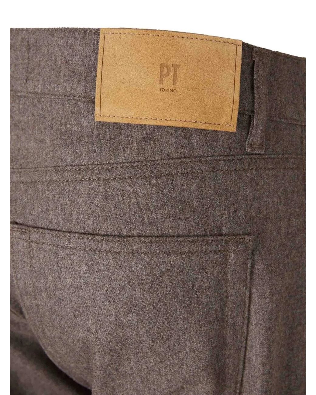PT Torino Gray Button Belt-Loop Trousers for men