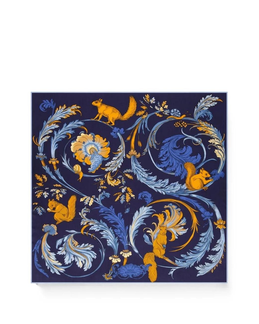 Inoui Edition Blue Rococo Square-Shape Scarf