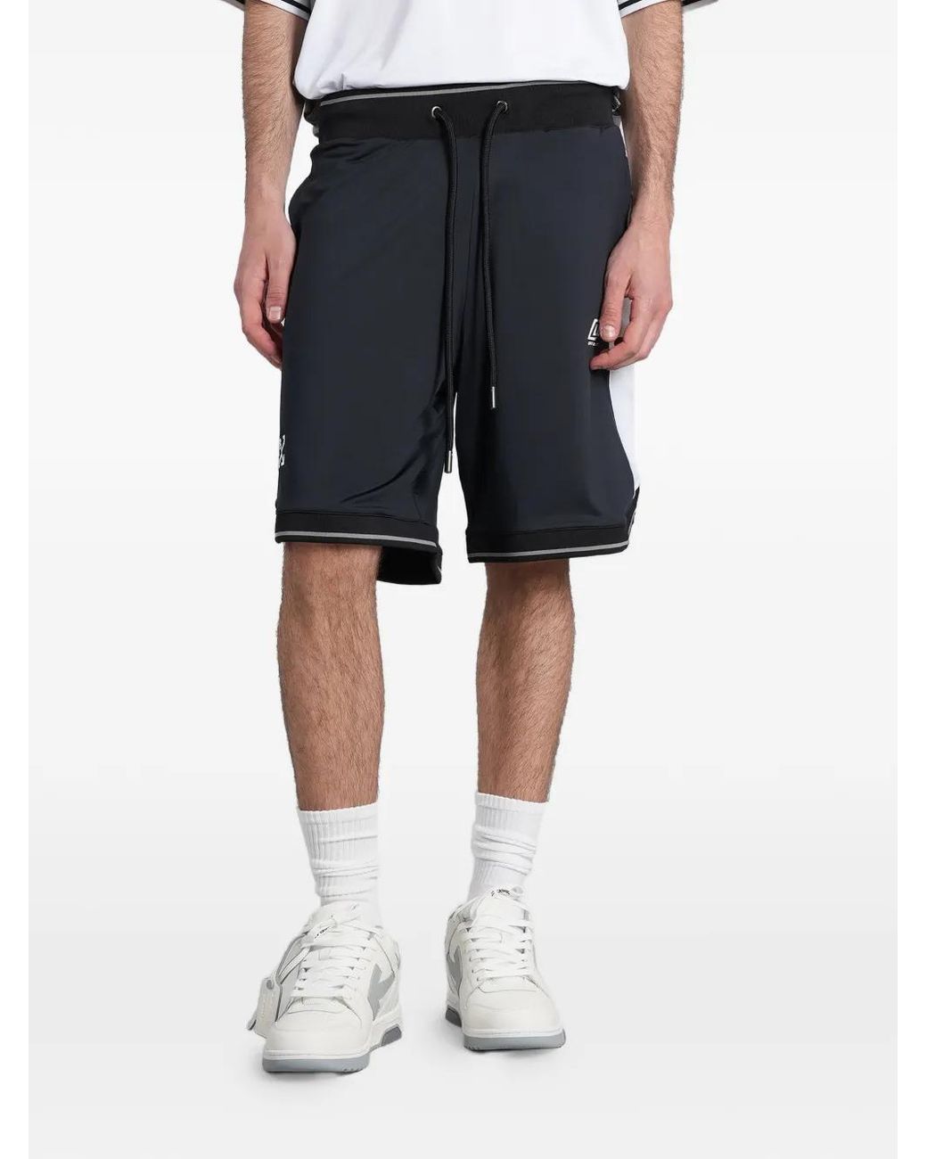 Off-White c/o Virgil Abloh Blue Logo-Print Panelled Shorts for men
