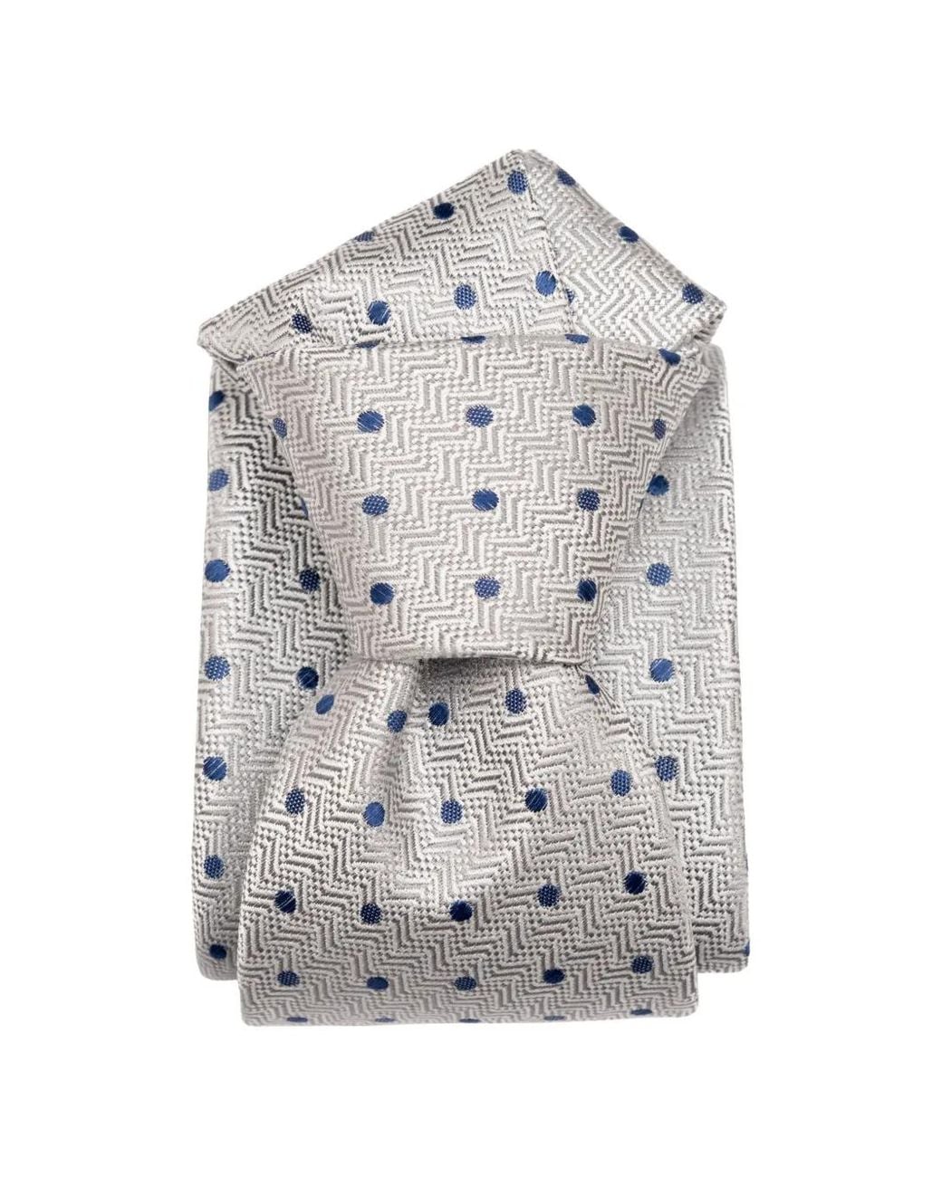 Elizabetta White Tiburtina Polka-Dot Chevron-Jacquard Tie for men