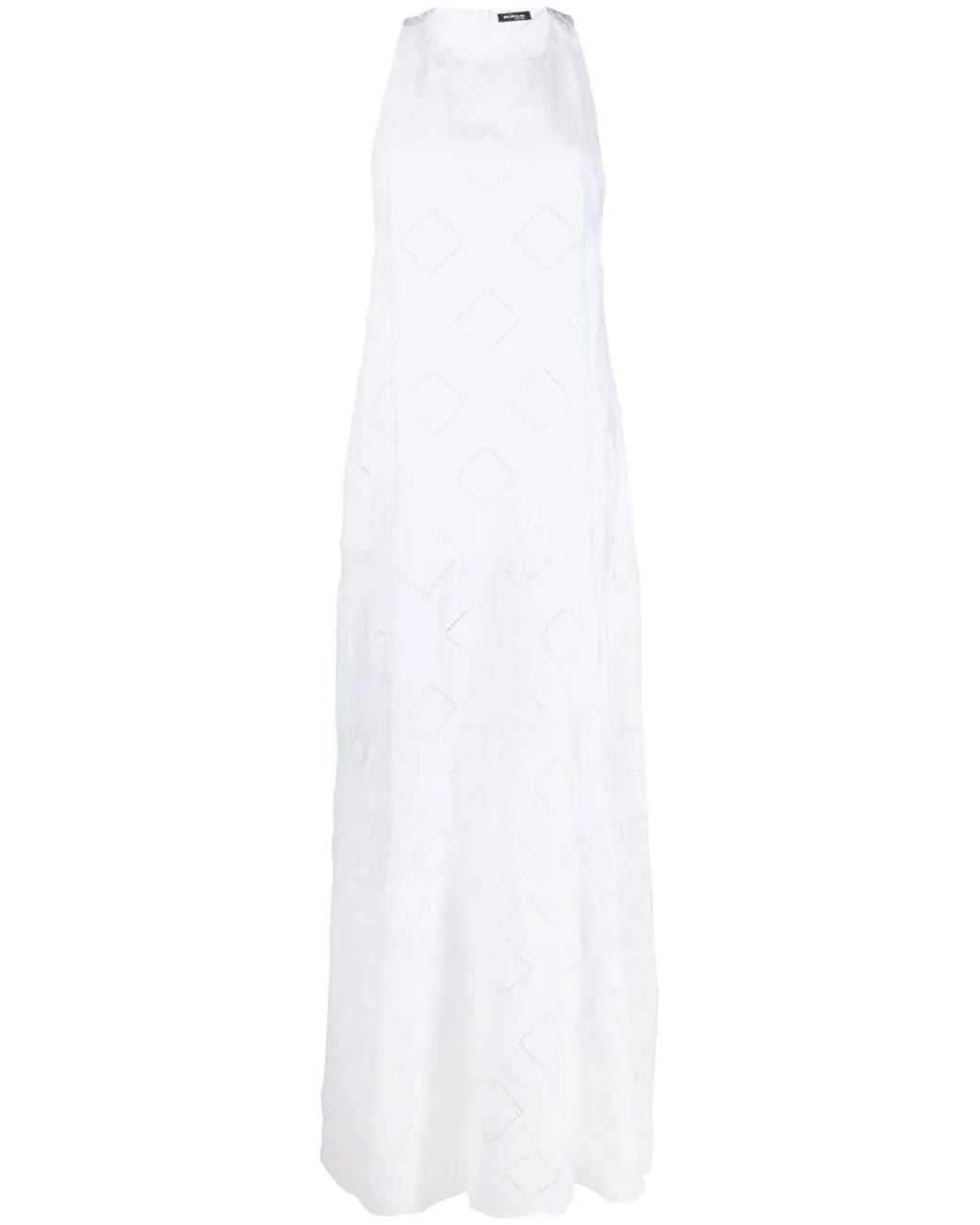 Kiton White Perforated-Detailed Maxi Dress