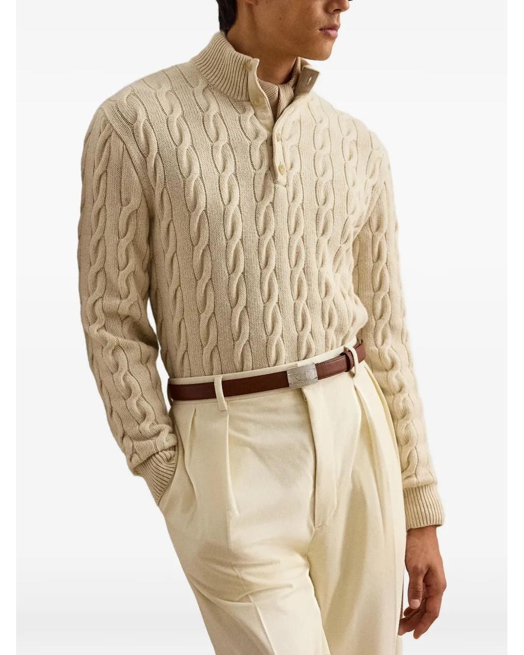 Ralph Lauren Natural Cable-Knit Cashmere Sweater for men