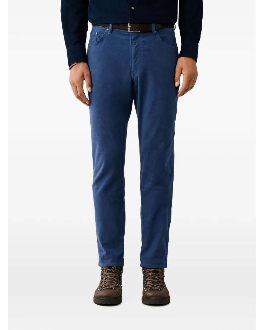 Hackett Blue Trinity Stretch-Cotton Trousers for men