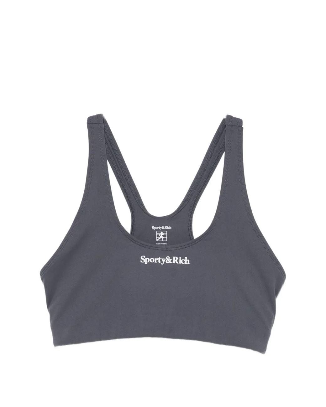 Sporty & Rich Blue Logo-Print Racerback Sports Bra