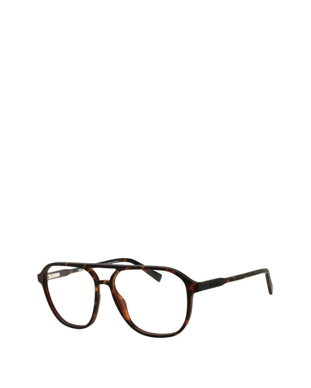 Timberland Black Tortoiseshell-Effect Pilot-Frame Glasses for men