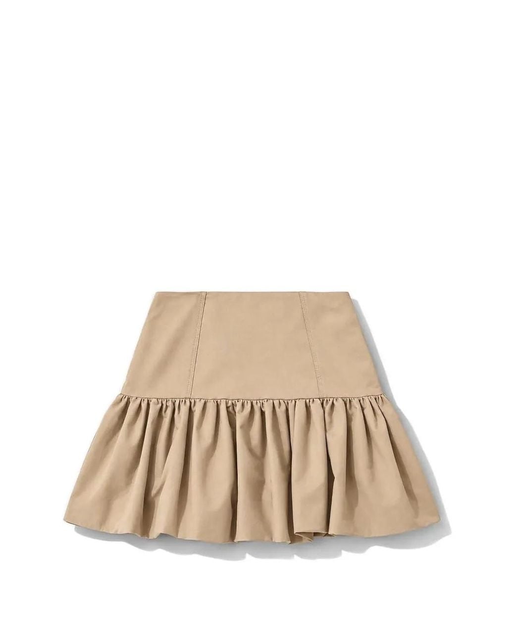 Ganni Natural Pinstripe Ruffled Mini Skirt