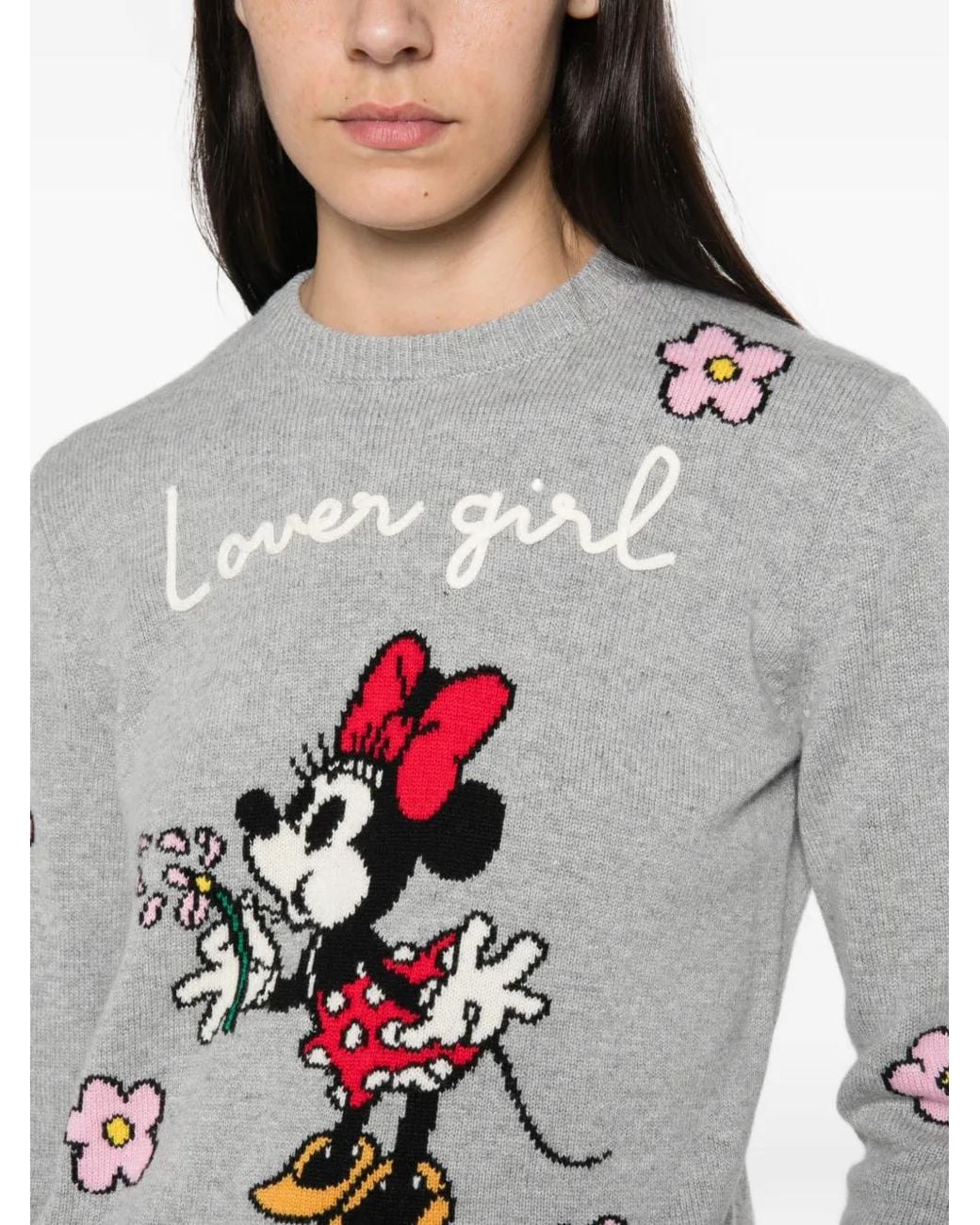 Mc2 Saint Barth Gray Pull Minnie Mouse En Maille Intarsia