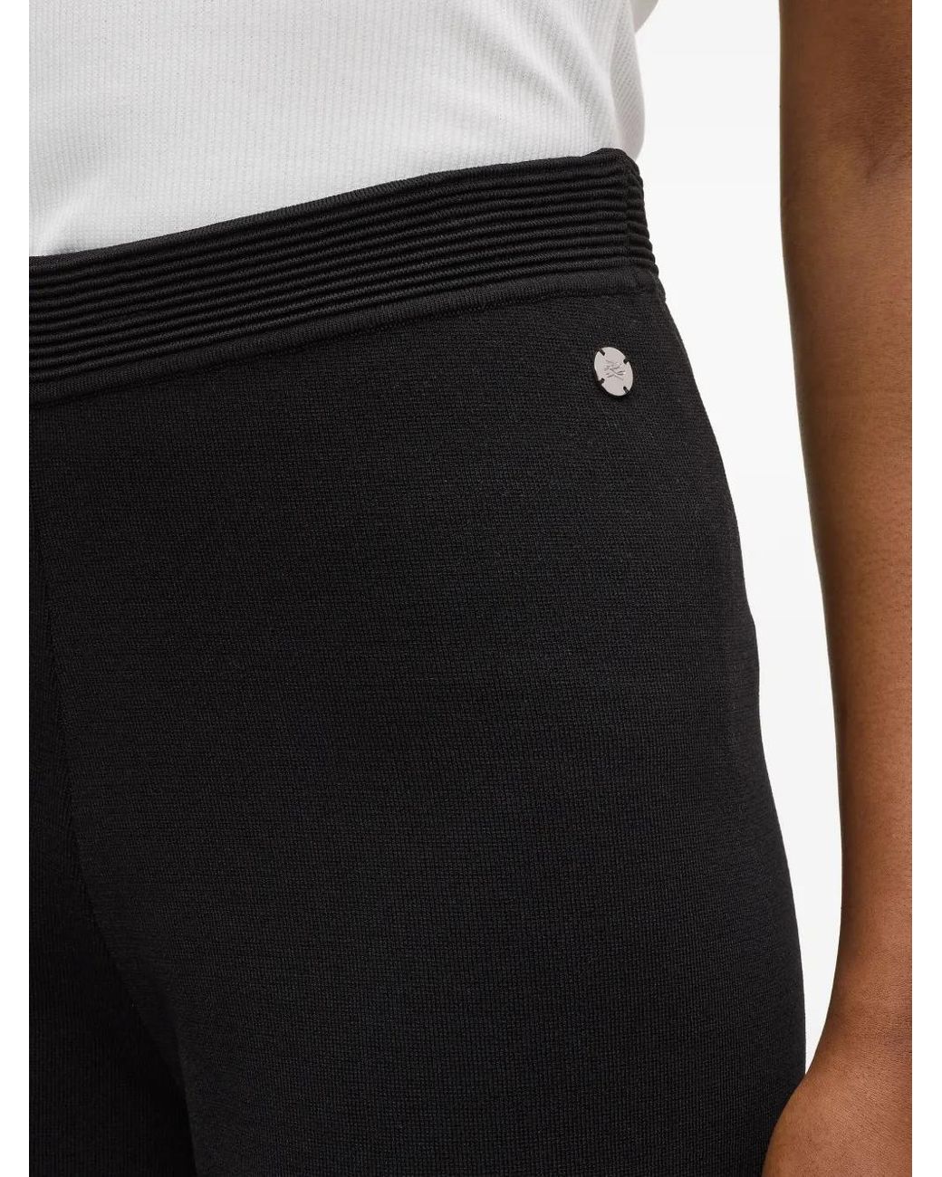 Karl Lagerfeld Black Contrast-Piping Palazzo-Pants