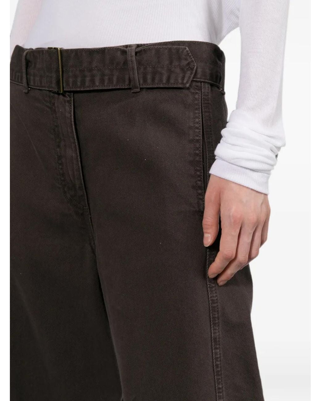 Magda Butrym White Denim Low-Rise Belted Trousers